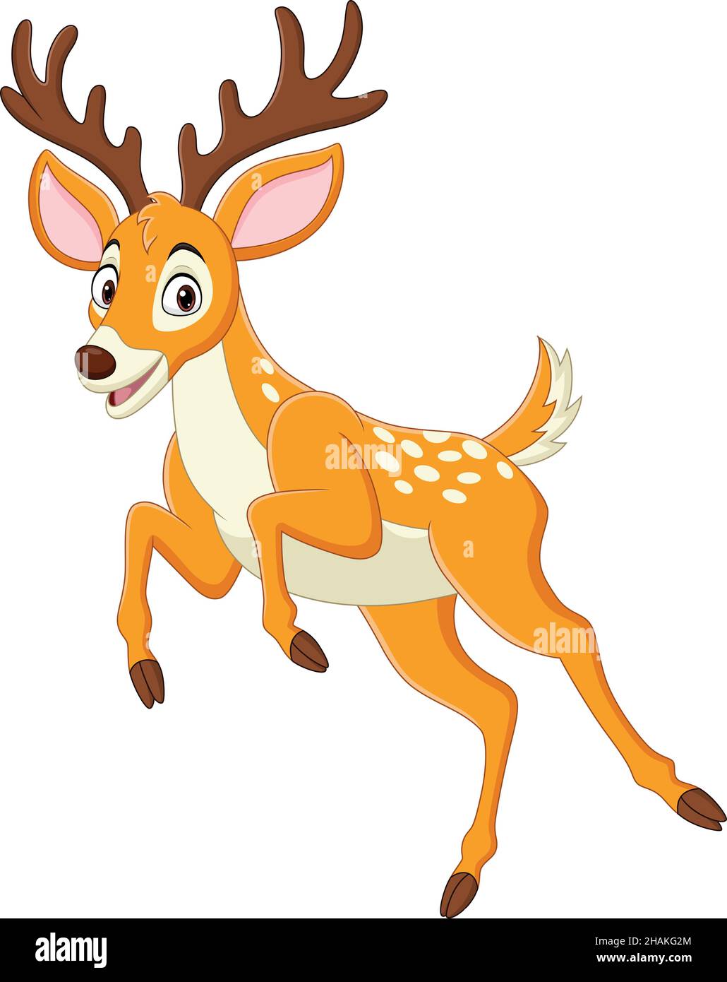 Cartoon funny deer jumping on white background Stock Vector Image & Art ...