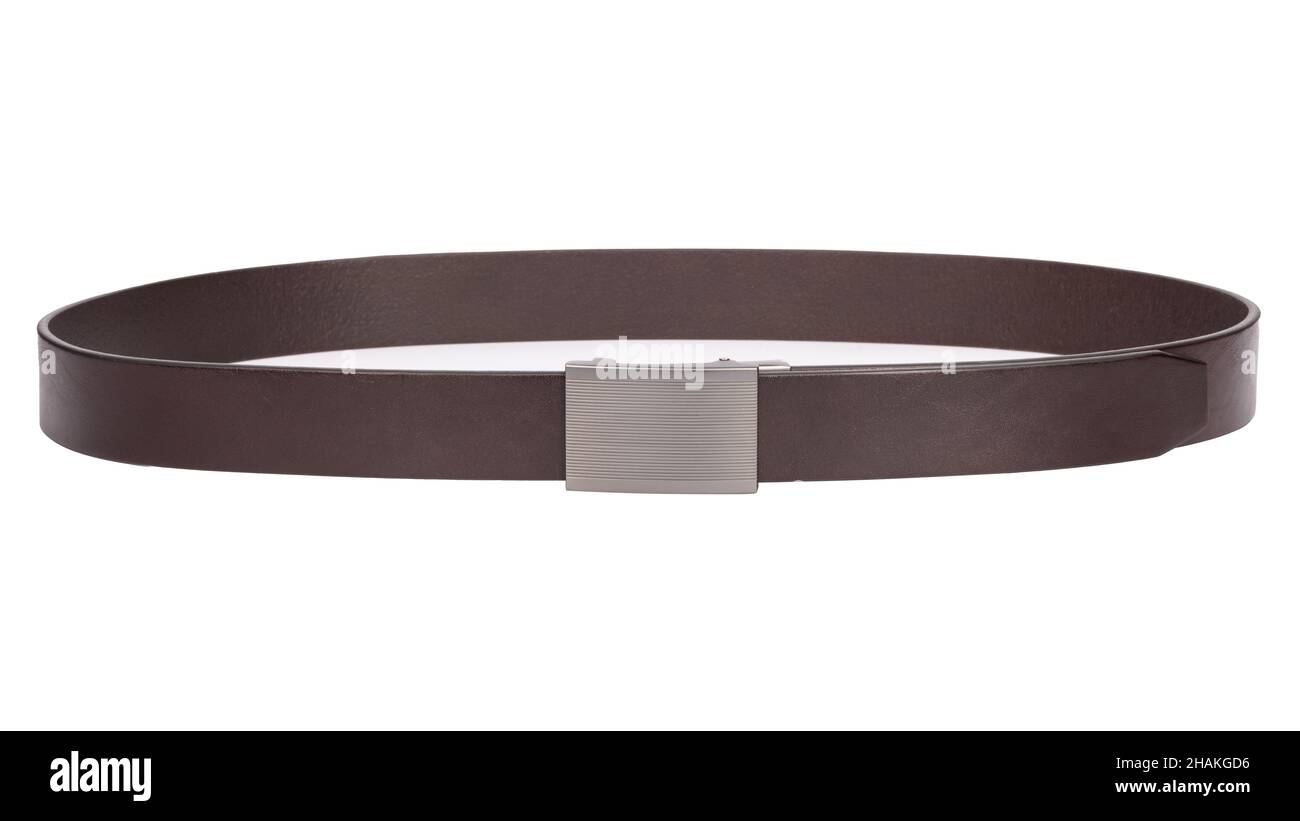 Brown Belt. Close-Up Of Belt On White Background Stock Photo - Alamy