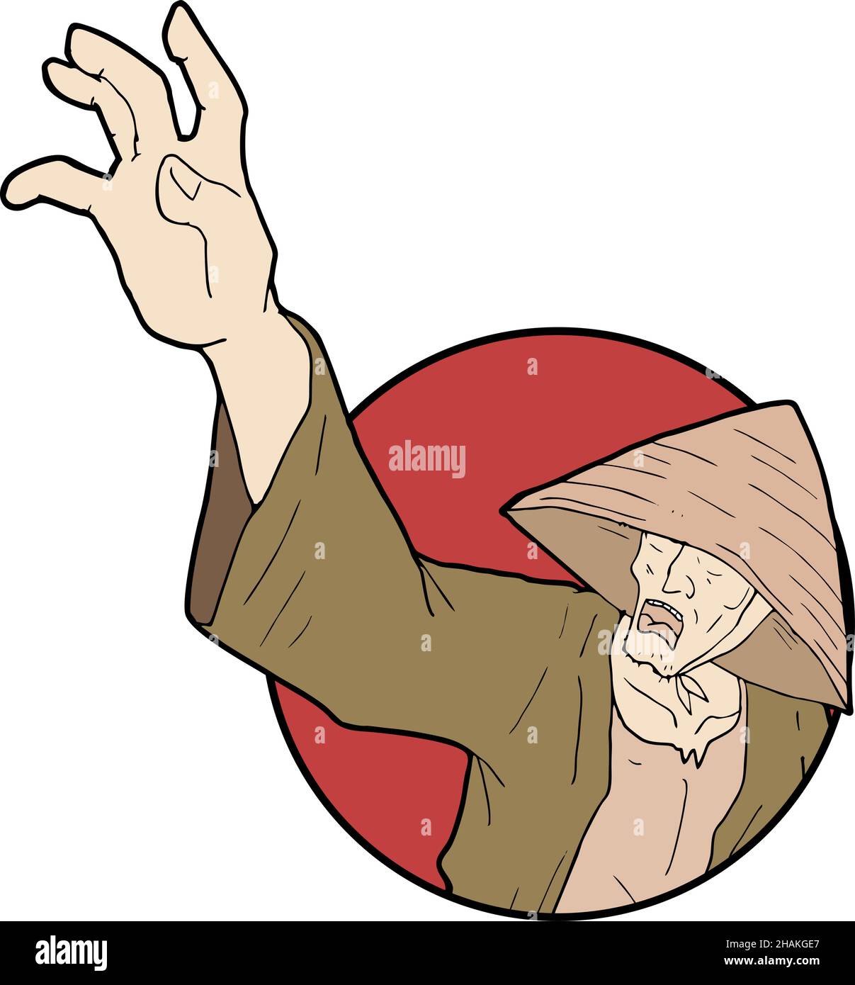 Old oriental man draw Stock Vector