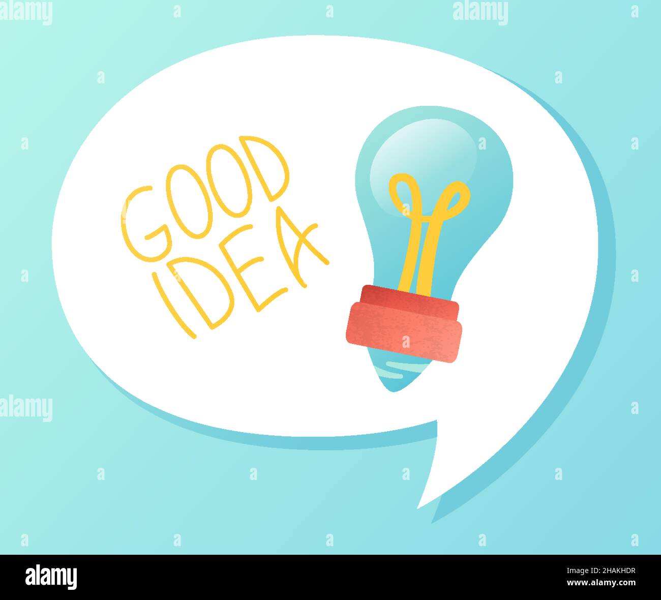 Creative Idea speech bubble with light bulb illustration. Banner design for education and creativity, business and advertising. Helpful tips geometric, success eureka. Trendy flat cartoon vector Stock Vector