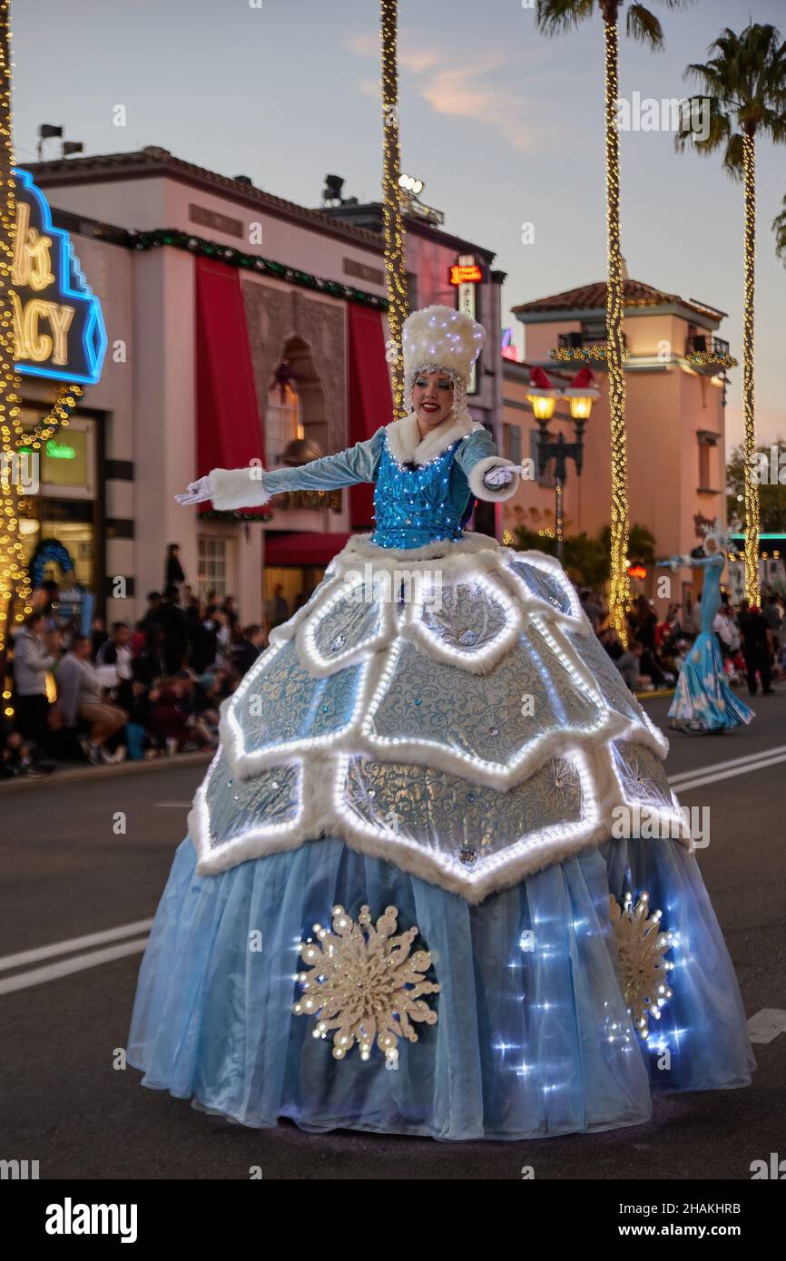 Universal's Holiday Parade featuring Macy's. Balloons floating through