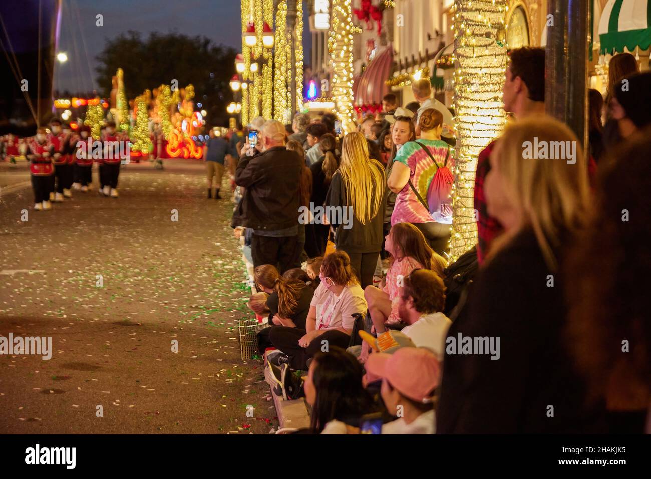 Universal's Holiday Parade featuring Macy's. Balloons floating through