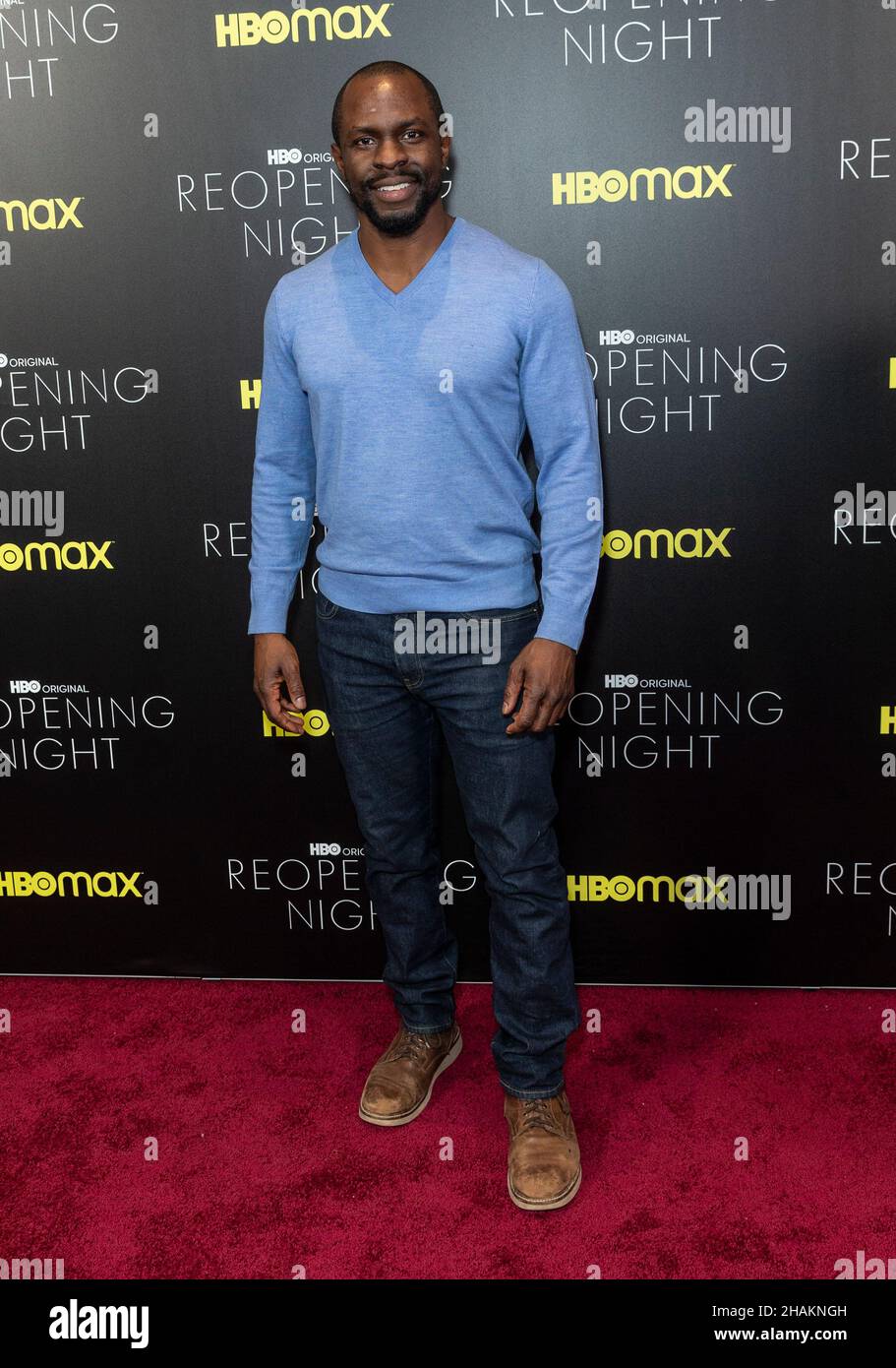 New York, NY - December 13, 2021: Gbenga Akinnagbe attends the 'ReOpening Night' by HBO Max premiere at HBO headquarters in Hudson Yards Stock Photo