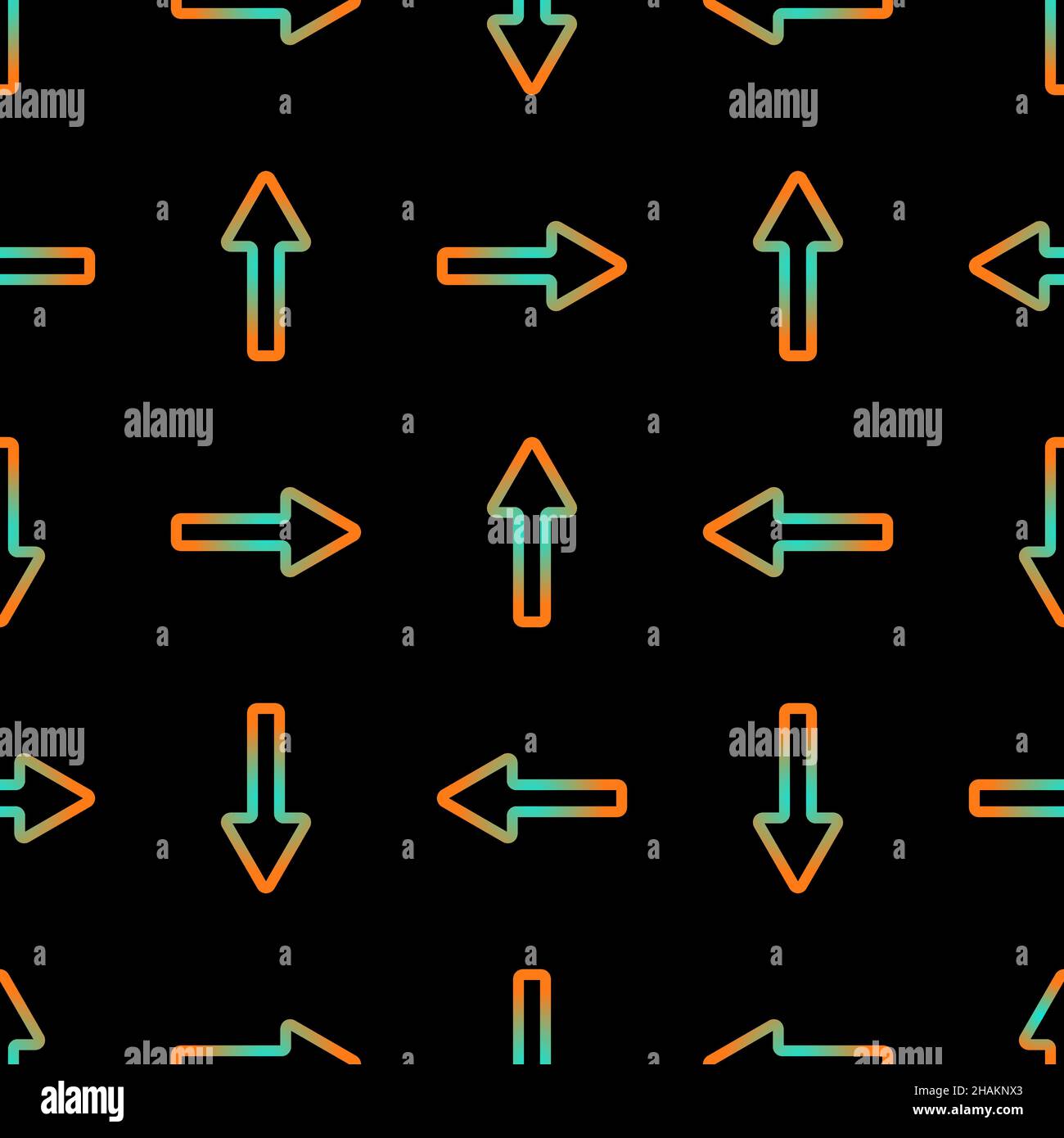 Seamless abstract geometric neon arrow pattern. Vector. Stock Vector