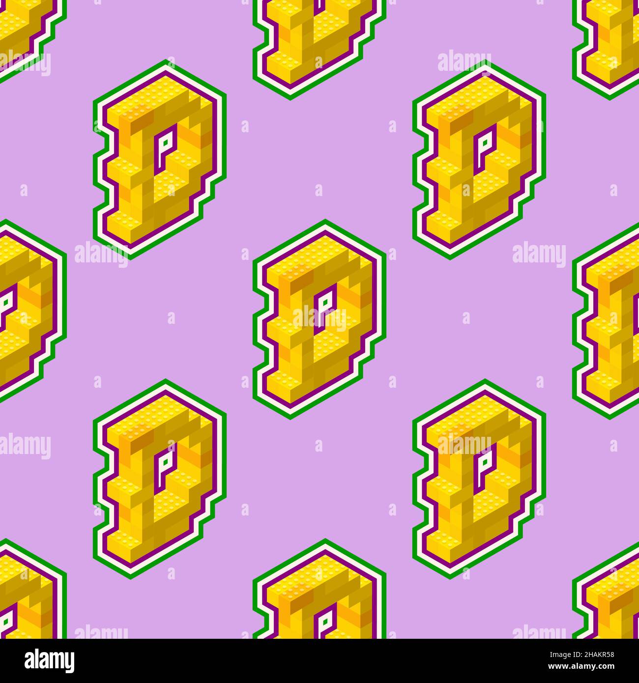 Isometric pattern from letter D - sign on a lilac background. For web ...