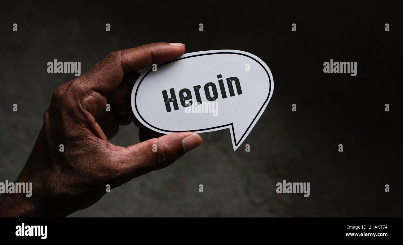 Words with a heroin Concept idea tag Stock Photo