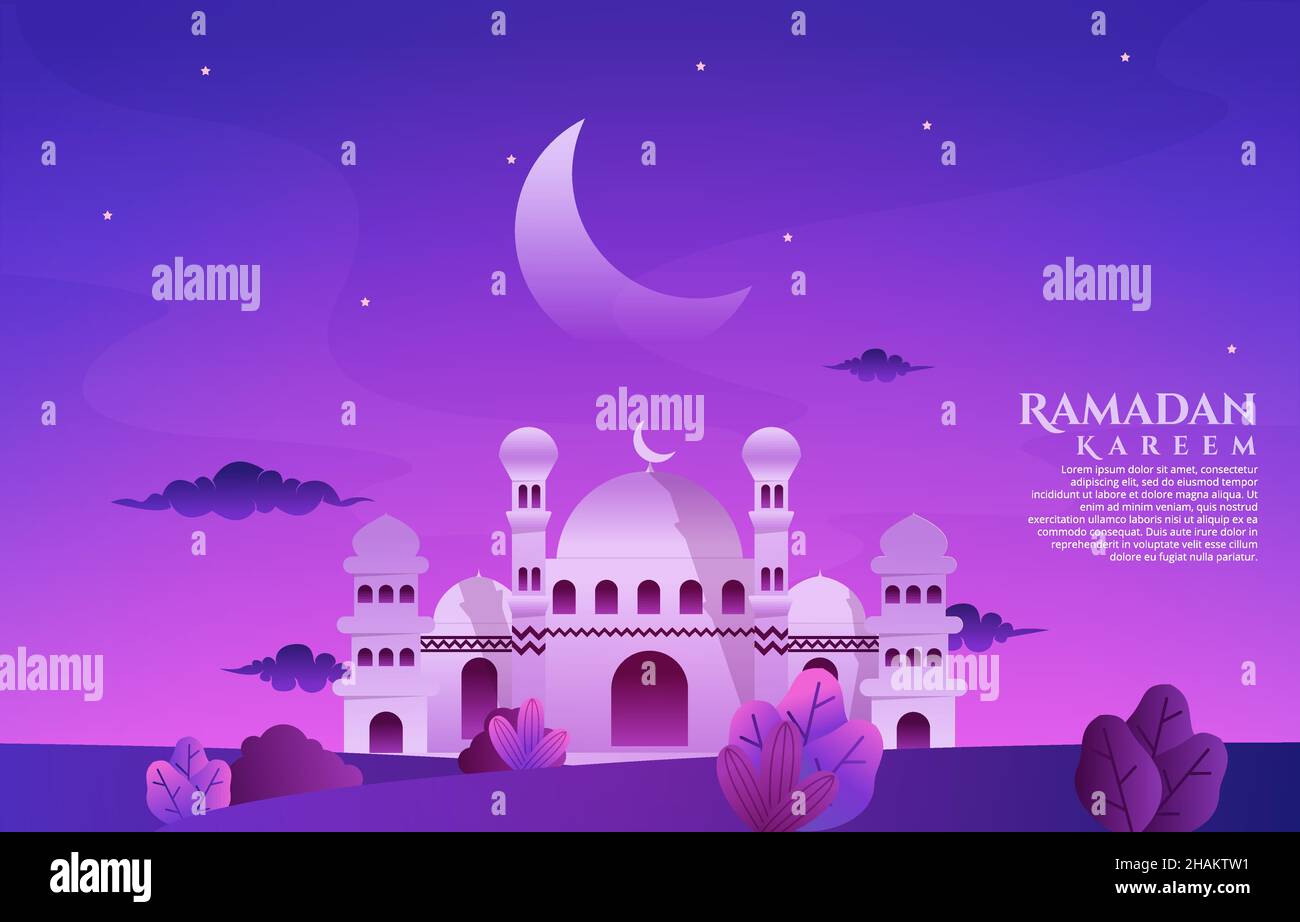 Beautiful Mosque Ramadan Kareem Greeting Islamic Holiday Muslim