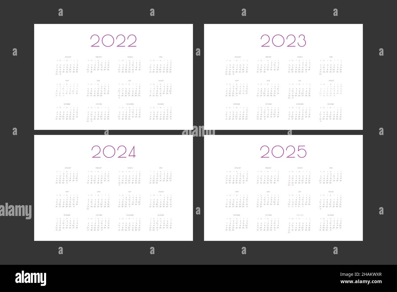 2022 2023 2024 2025 calendar individual schedule template in minimalist trendy style week