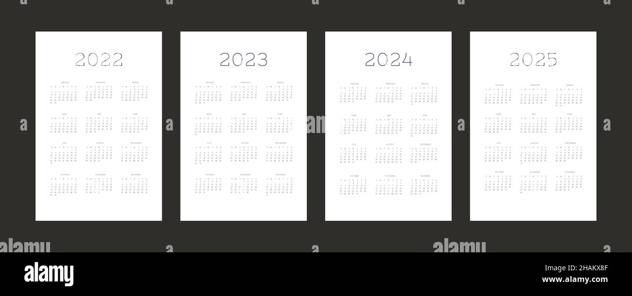 2022 2023 2024 2025 calendar individual schedule template in minimalist