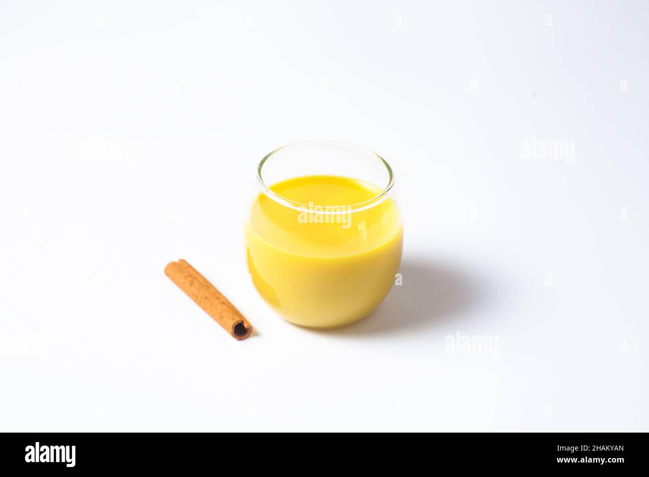 Mexican yellow Rompope Vanilla liquor eggnog drink made with eggs in