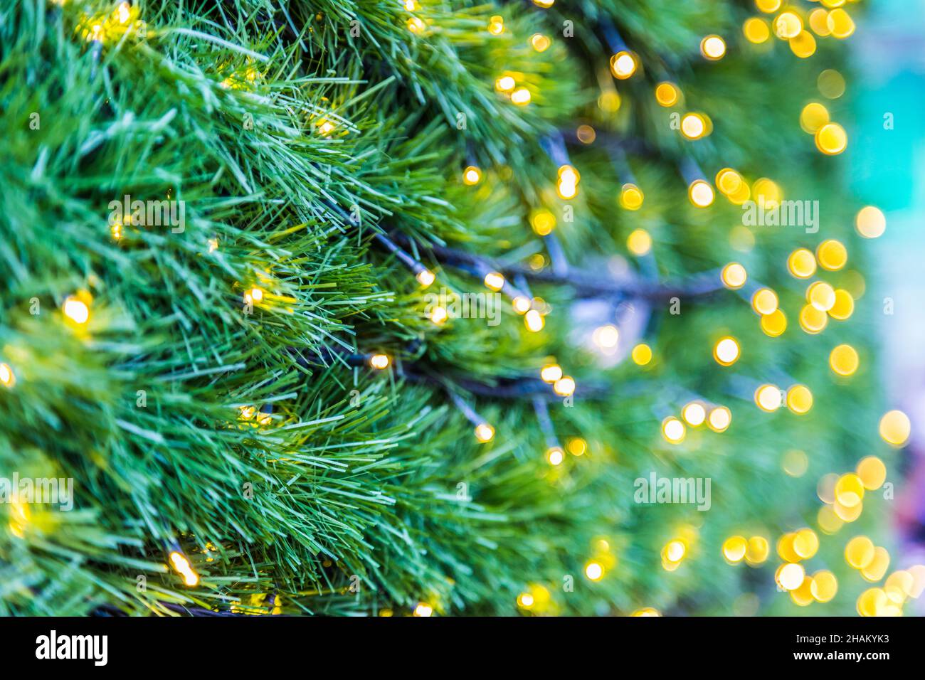 Premium Photo  Christmas tree decoration shopping bag with blurred bokeh  background