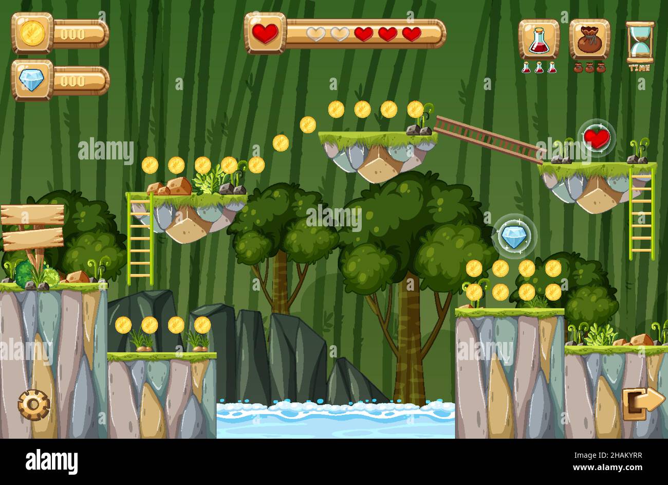 A Game Template Jungle Scene illustration Stock Vector Image & Art - Alamy