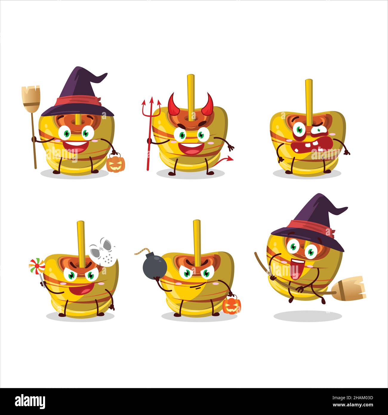 Halloween expression emoticons with cartoon character of yellow sugar ...