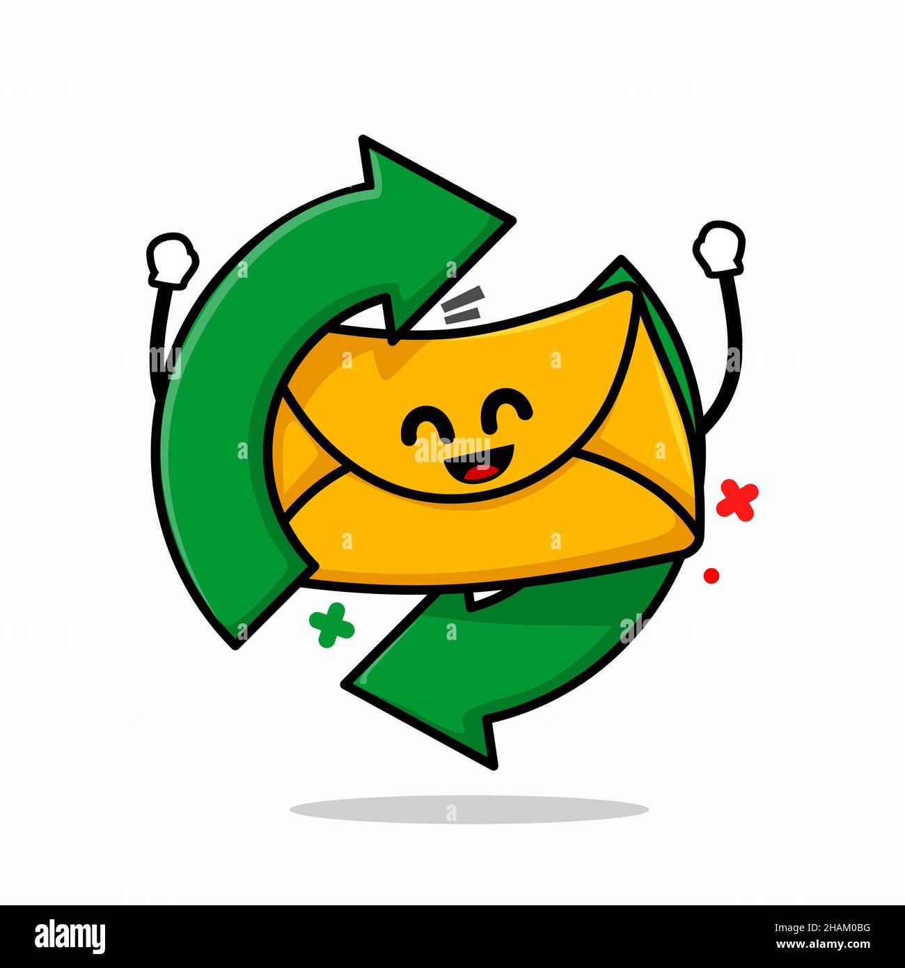 email sync for update concept. isolated cute mail cartoon face vector illustration Stock Vector