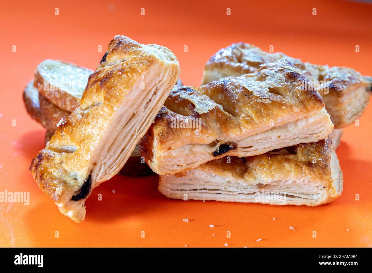 Pie biscuits with various flavors, generally coated with butter and sugar Stock Photo