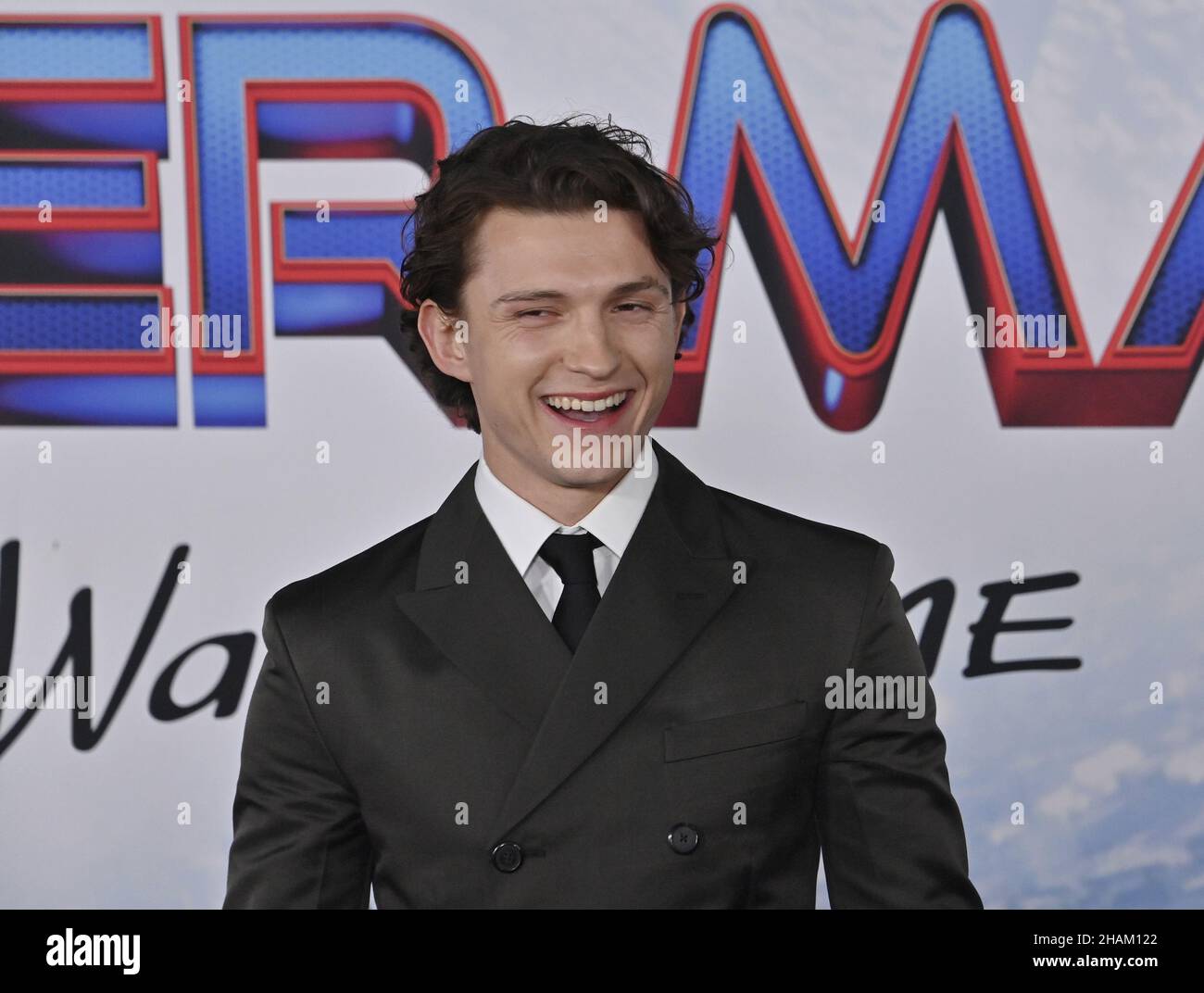 Los Angeles, United States. 14th Dec, 2021. Cast member Tom Holland attends the premiere of the sci-fi motion picture 'Spider-Man: No Way Home' at the Regency Village Theatre in the Westwood section of Los Angeles on Monday, December 13, 2021. Storyline: With Spider-Man's identity now revealed, Peter asks Doctor Strange for help. When a spell goes wrong, dangerous foes from other worlds start to appear, forcing Peter to discover what it truly means to be Spider-Man. Photo by Jim Ruymen/UPI Credit: UPI/Alamy Live News Stock Photo