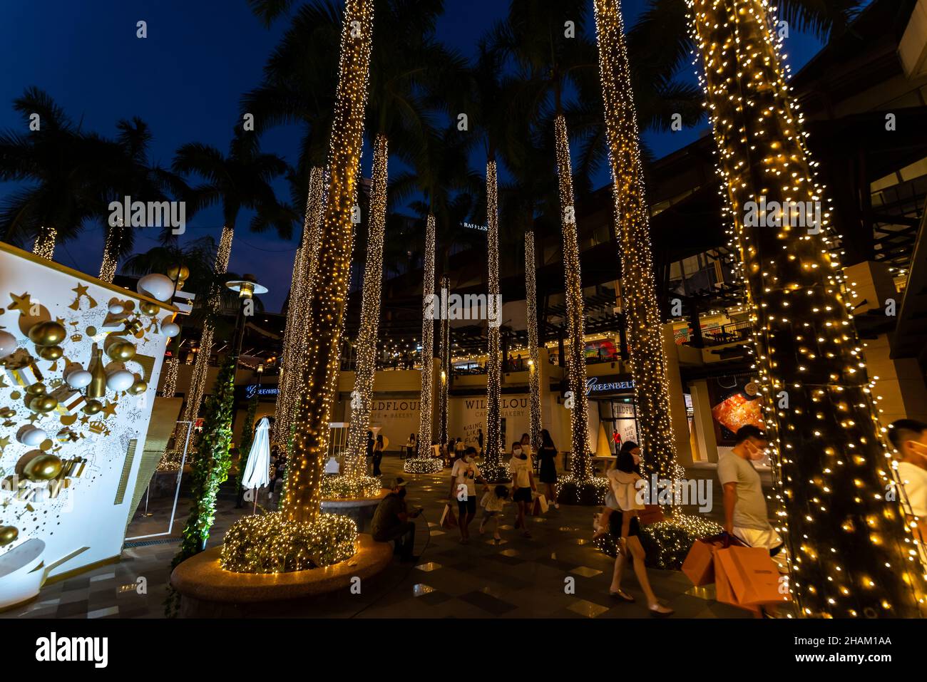 Dec 8, 2021 People enjoying the Greenbelt shopping mall night view at