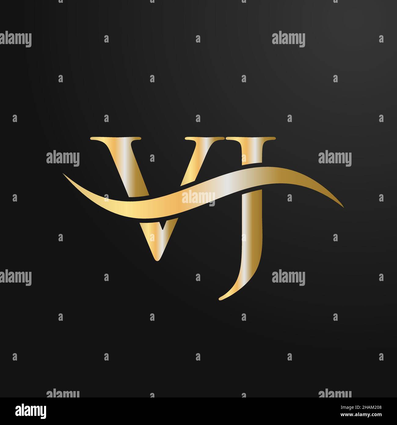 Letter VJ Logo Design Template. VJ, V J Letter Logo Modern, Flat, Minimalist, Business, Company Sign Stock Vector