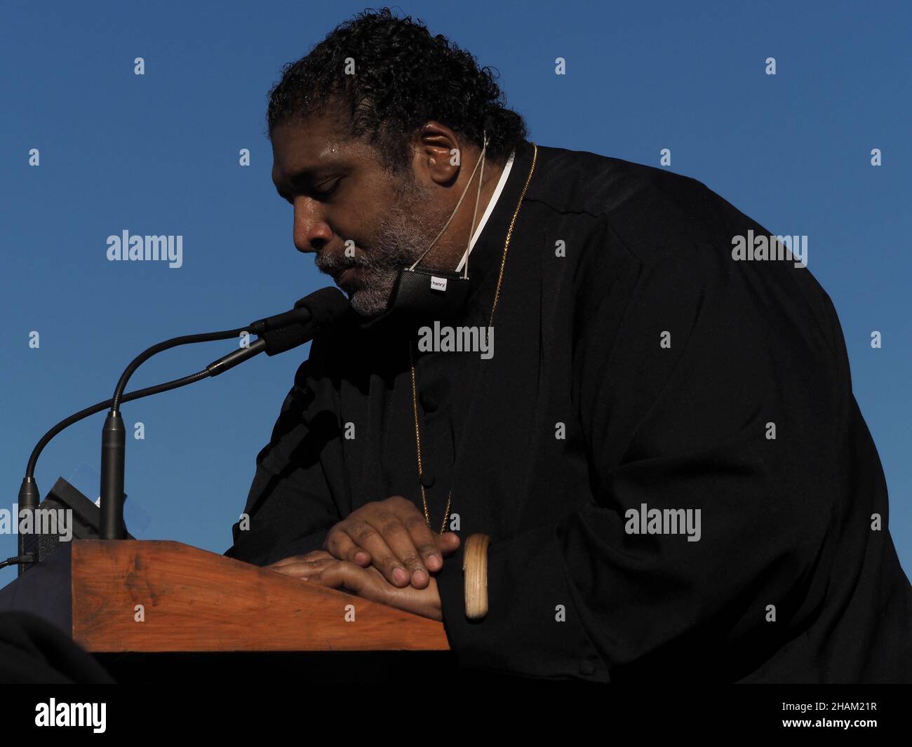 December 13, 2021, Washington, District of Columbia, USA: The Reverend Dr. William J. Barber II, co-chair of the Poor PeopleÃs Campaign, called for the Senate to stop stonewalling and pass voting rights protections and the Build Back Better plan before the end of 2021. (Credit Image: © Sue Dorfman/ZUMA Press Wire) Stock Photo