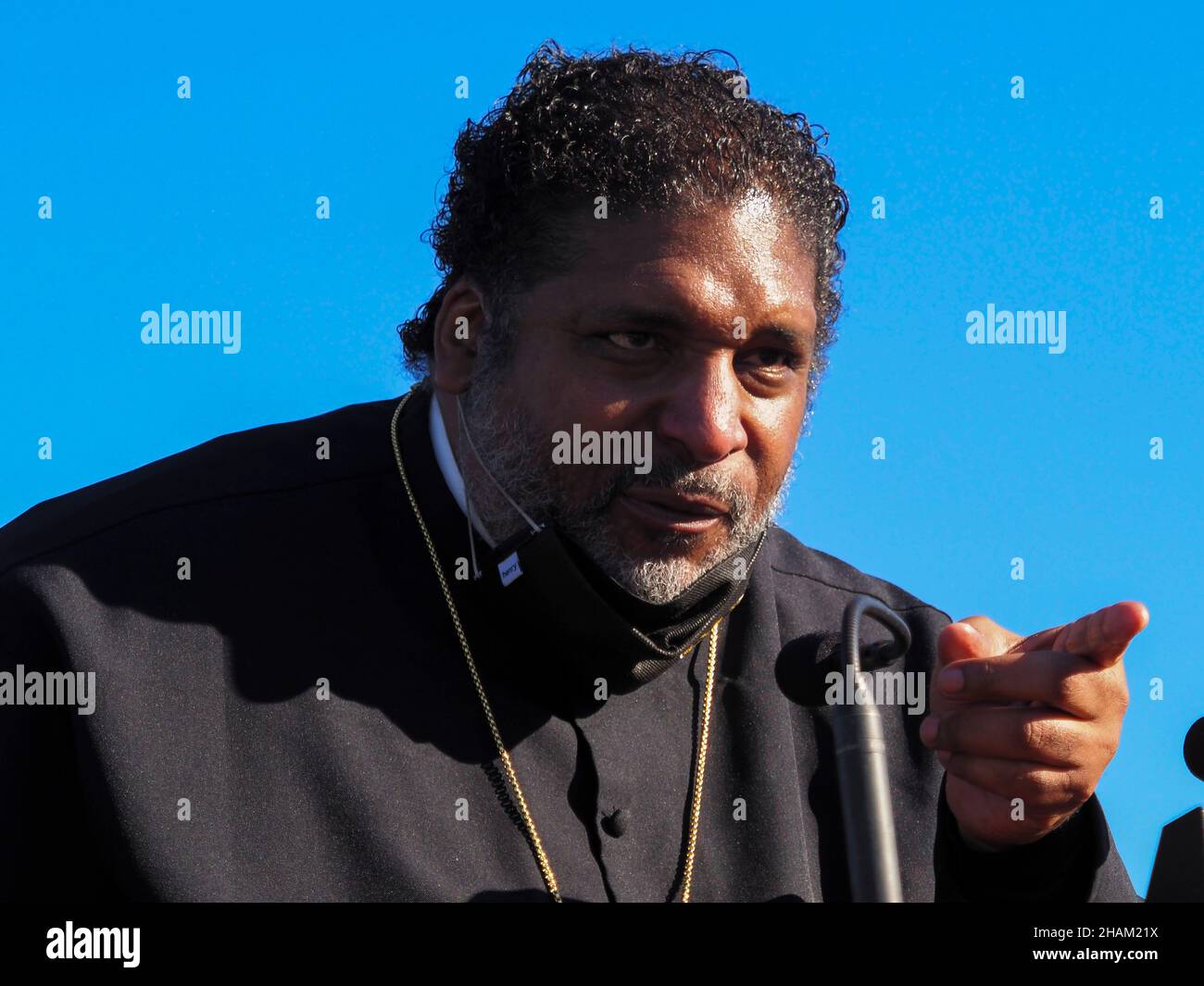 December 13, 2021, Washington, District of Columbia, USA: At the 'Get it Done in 2021' rally, the Reverend Dr. William J. Barber II, co-chair of the Poor PeopleÃs Campaign, called for the Senate to stop stonewalling and pass voting rights protections and the Build Back Better plan before the end of December. (Credit Image: © Sue Dorfman/ZUMA Press Wire) Stock Photo