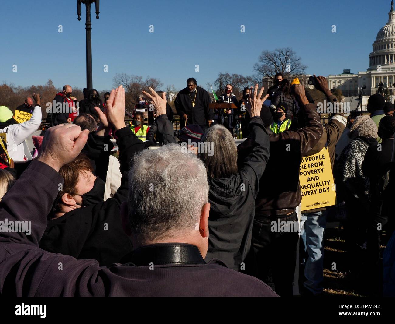December 13, 2021, Washington, District of Columbia, USA: Participants from 33 state branches of the Poor PeopleÃs Campaign came to the 'Get it Done in 2021' rally at the US Capitol to demand Congress pass voting rights protections and the Build Back Better plan before the end of the year. (Credit Image: © Sue Dorfman/ZUMA Press Wire) Stock Photo