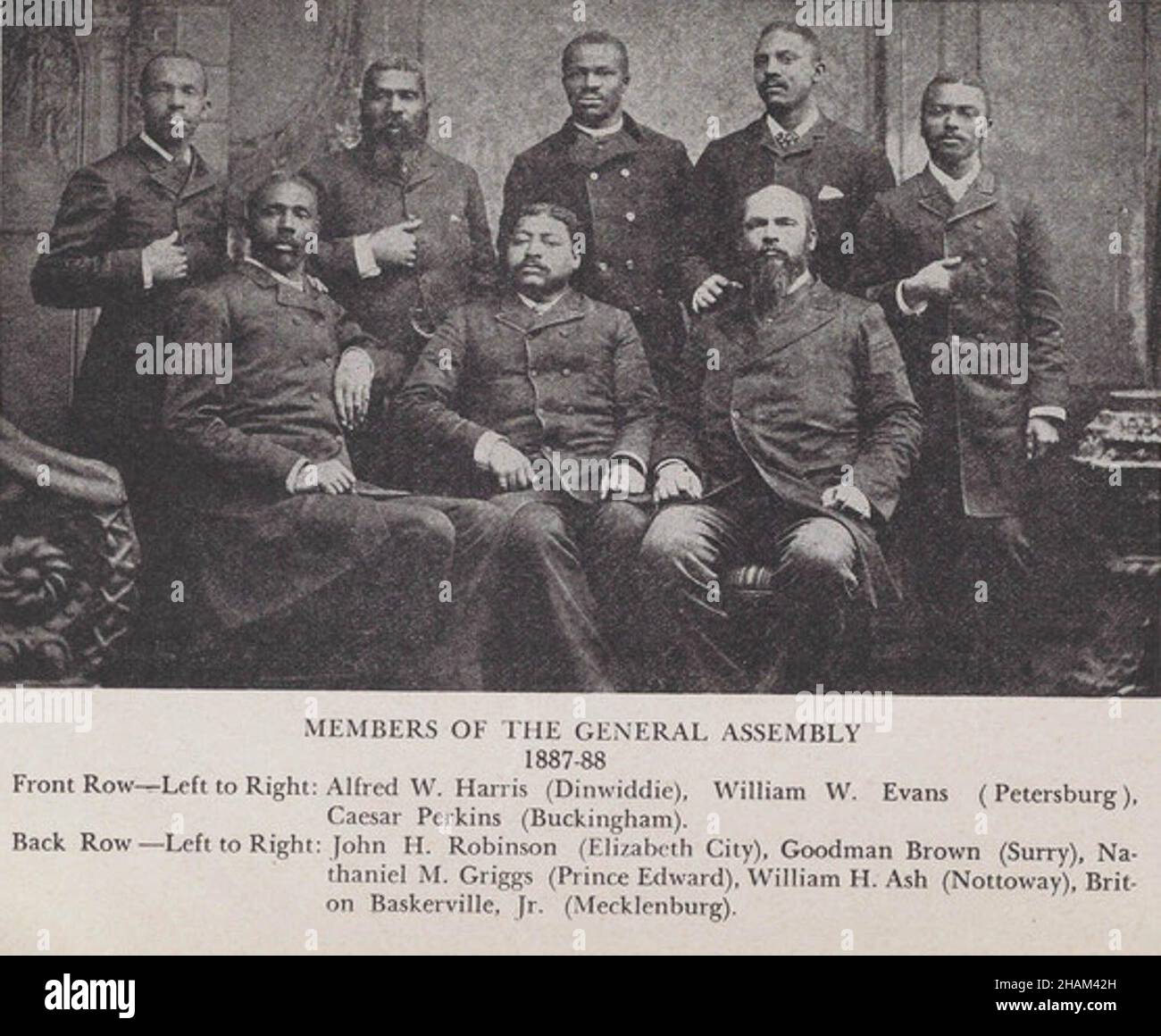 African American delegates to the Virginia General Assembly from 1887 to 1888 Stock Photo
