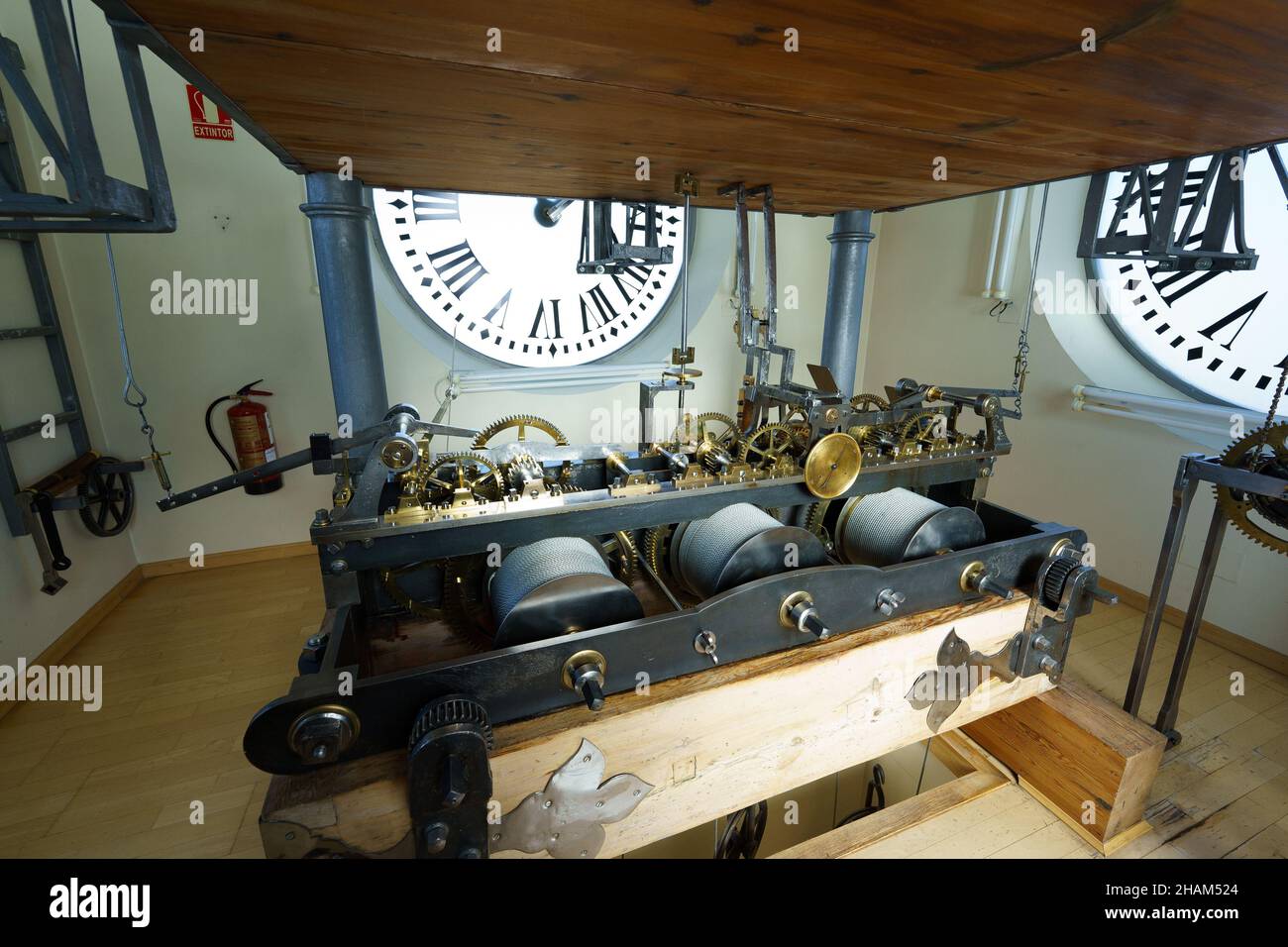 Interior view of the mechanism of the Puerta del Sol Clock, which is
