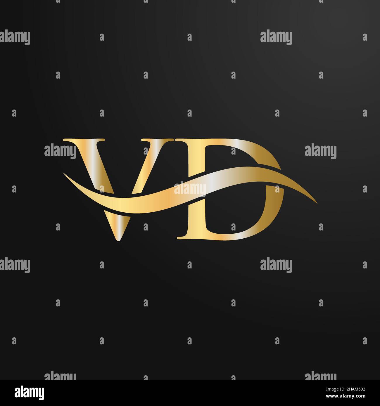 Letter VD Logo Design Template. UD, U D Letter Logo Modern, Flat, Minimalist, Business, Company Sign Stock Vector