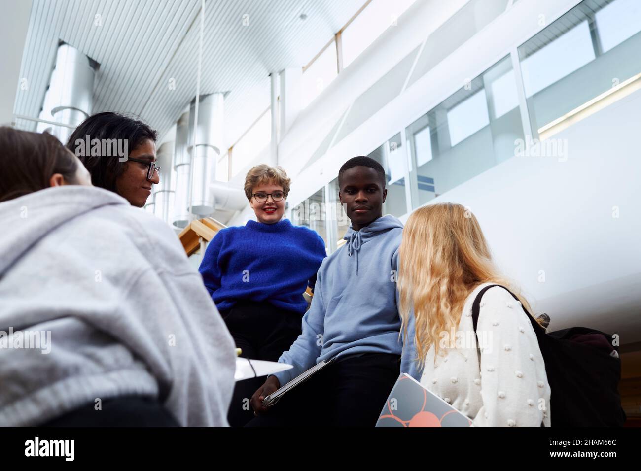 Group of students in library Stock Photo