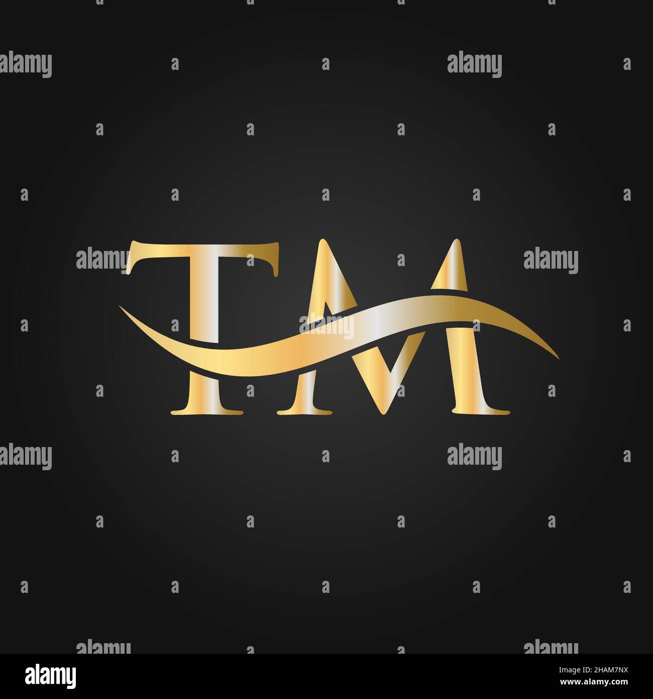 Letter TM Logo Design Template. TM, T M Letter Logo Modern, Flat, Minimalist, Business, Company Sign Stock Vector