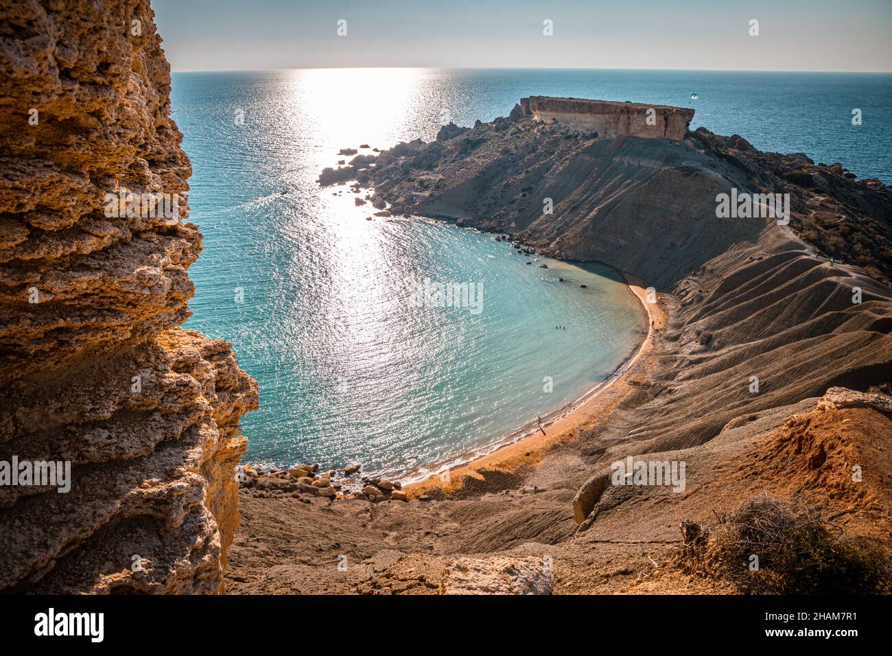 Aerial view of Golden Bay Malta Stock Photo - Alamy