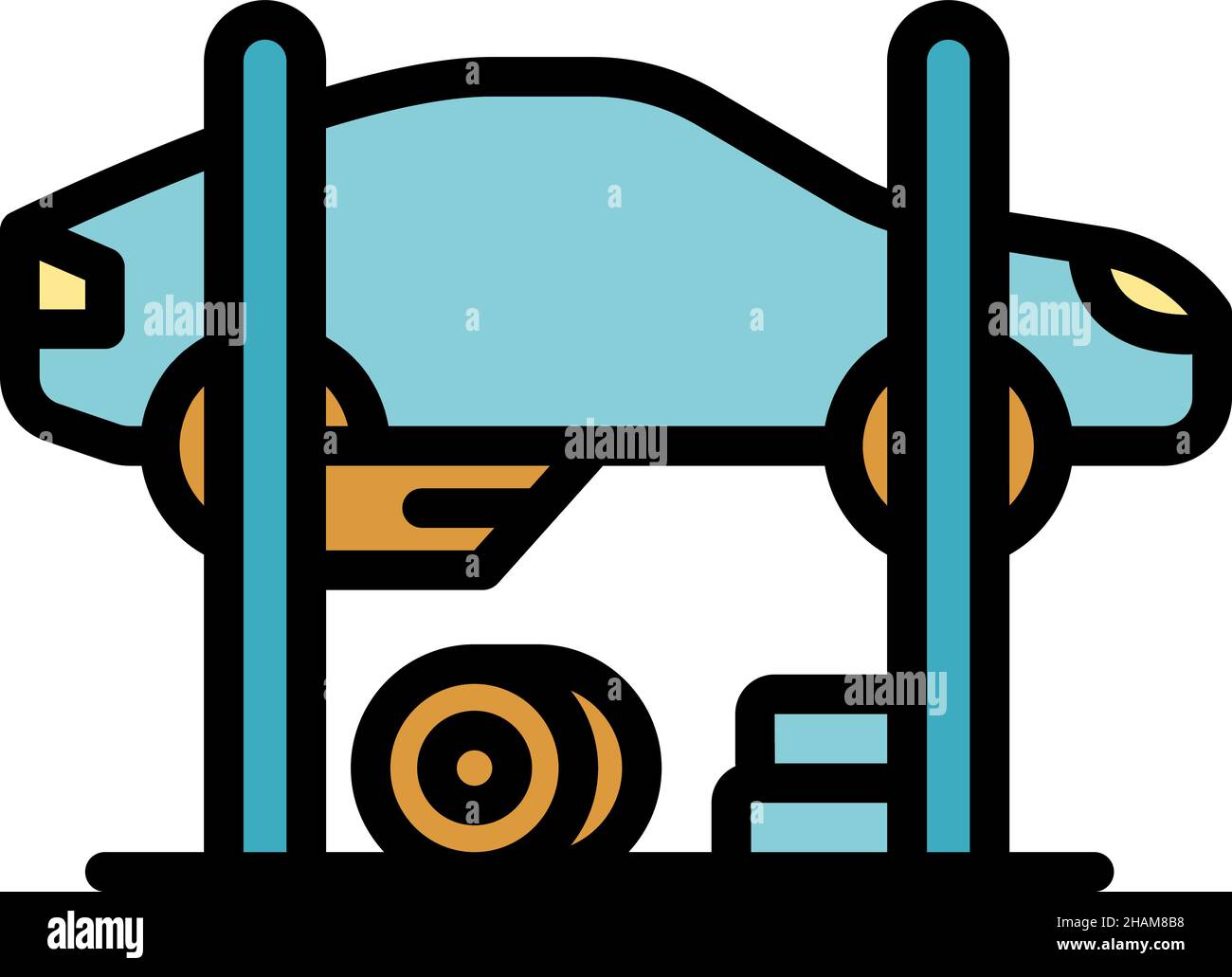 Car service icon. Outline car service vector icon color flat isolated ...