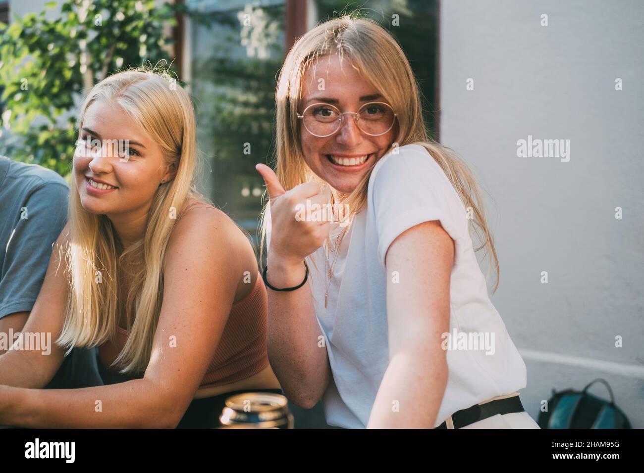 Smiling women looking at camera Stock Photo
