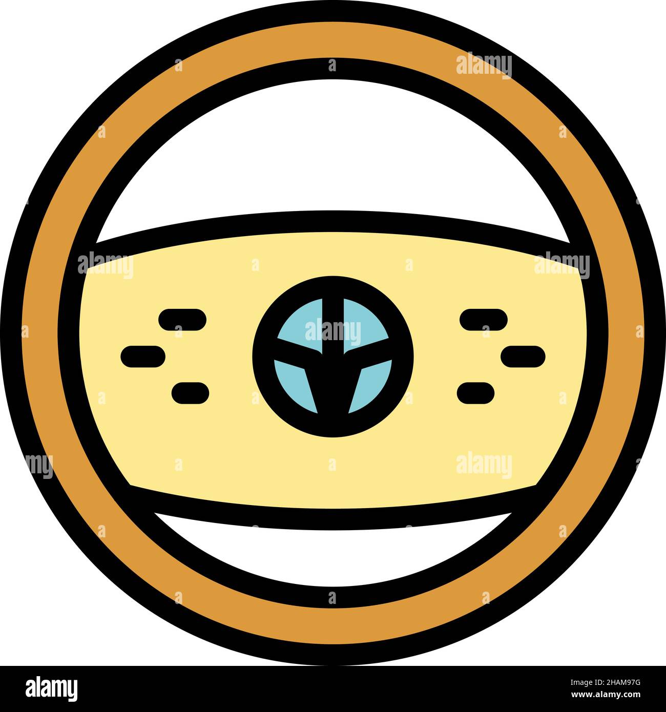Steering wheel icon. Outline steering wheel vector icon color flat