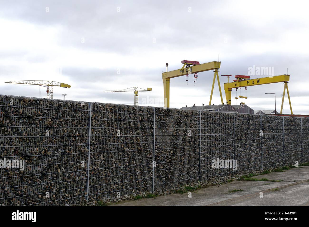 Harland and Wolf Shipyard cranes. October 2018, Belfast, Northern Ireland Stock Photo