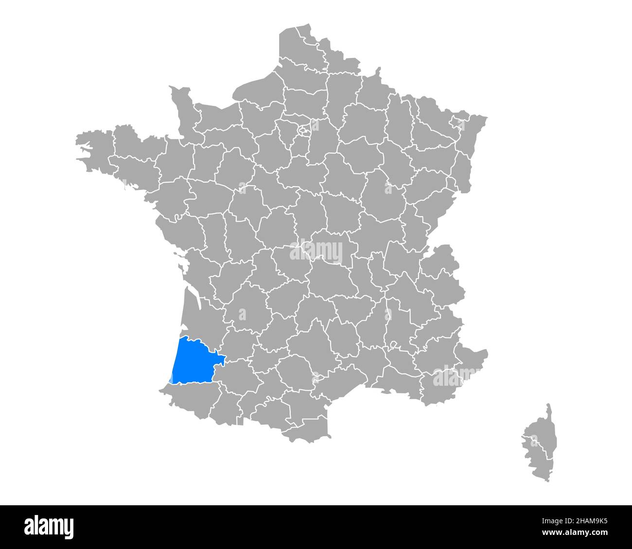 Map of Landes in France Stock Photo Alamy