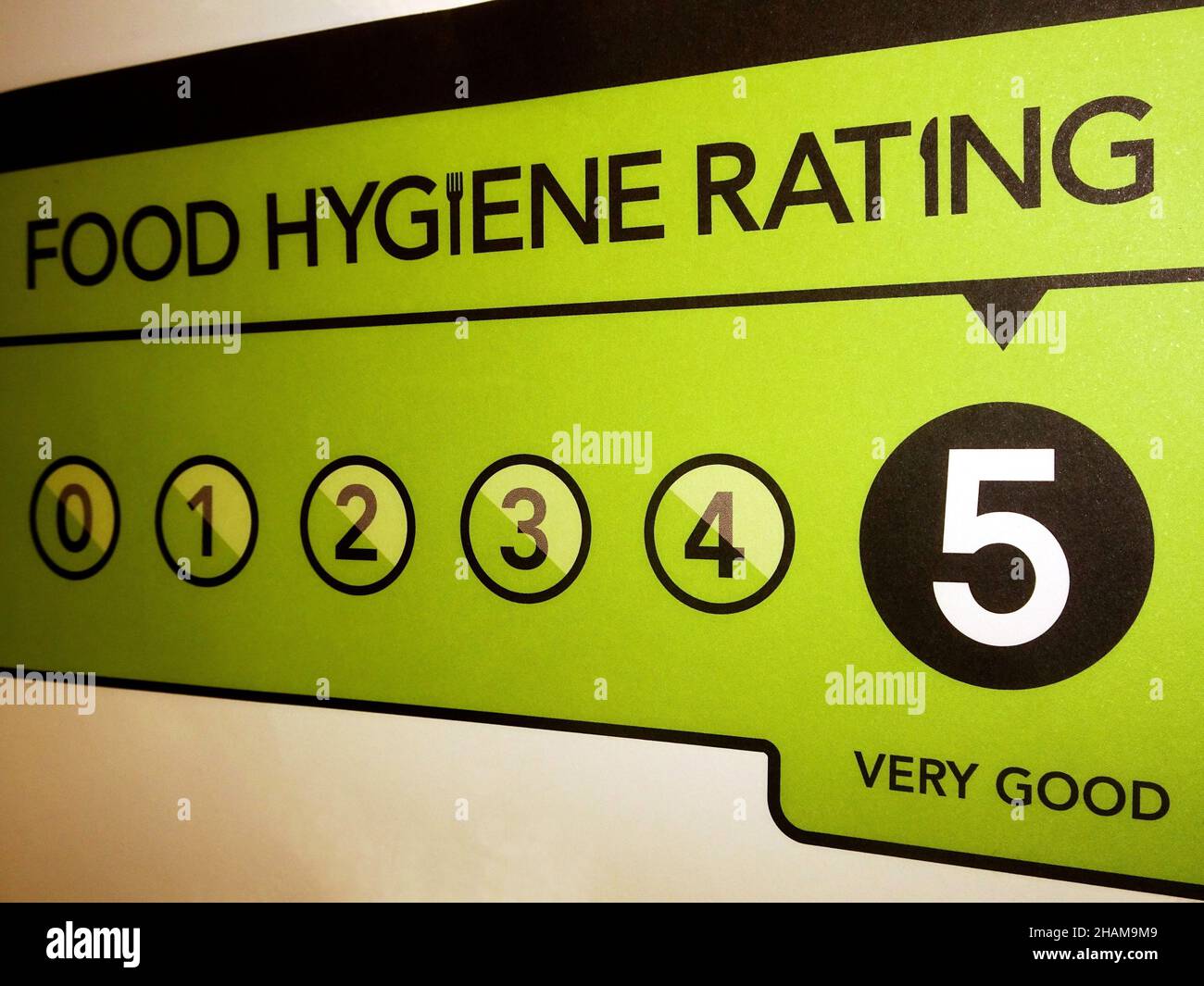 VERY GOOD food hygiene rating from the United Kingdom Food Standards Agency Stock Photo