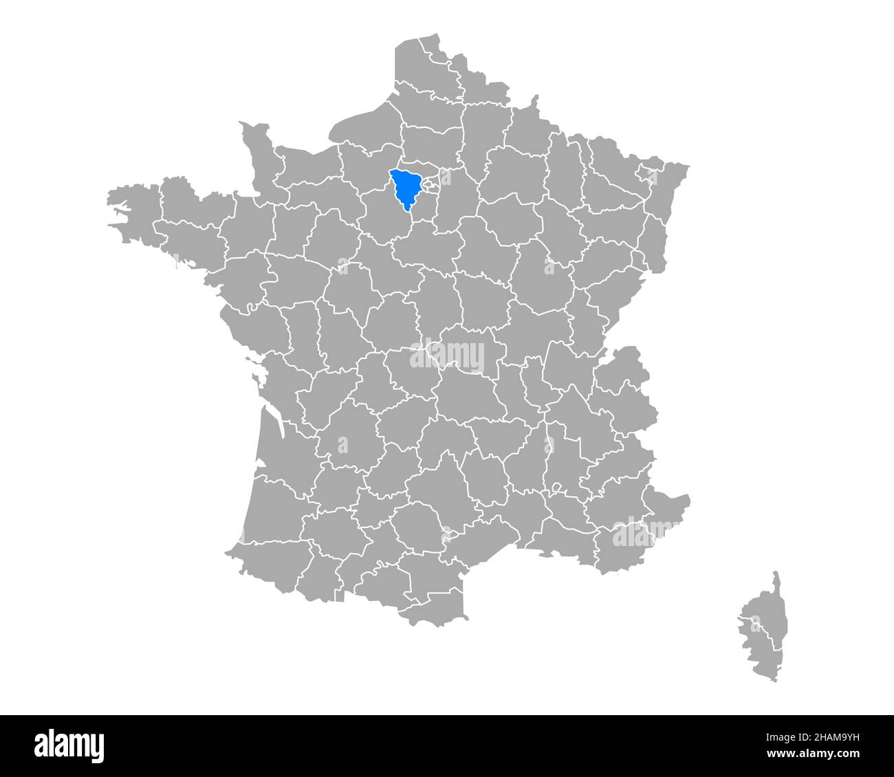 Map of Yvelines in France Stock Photo