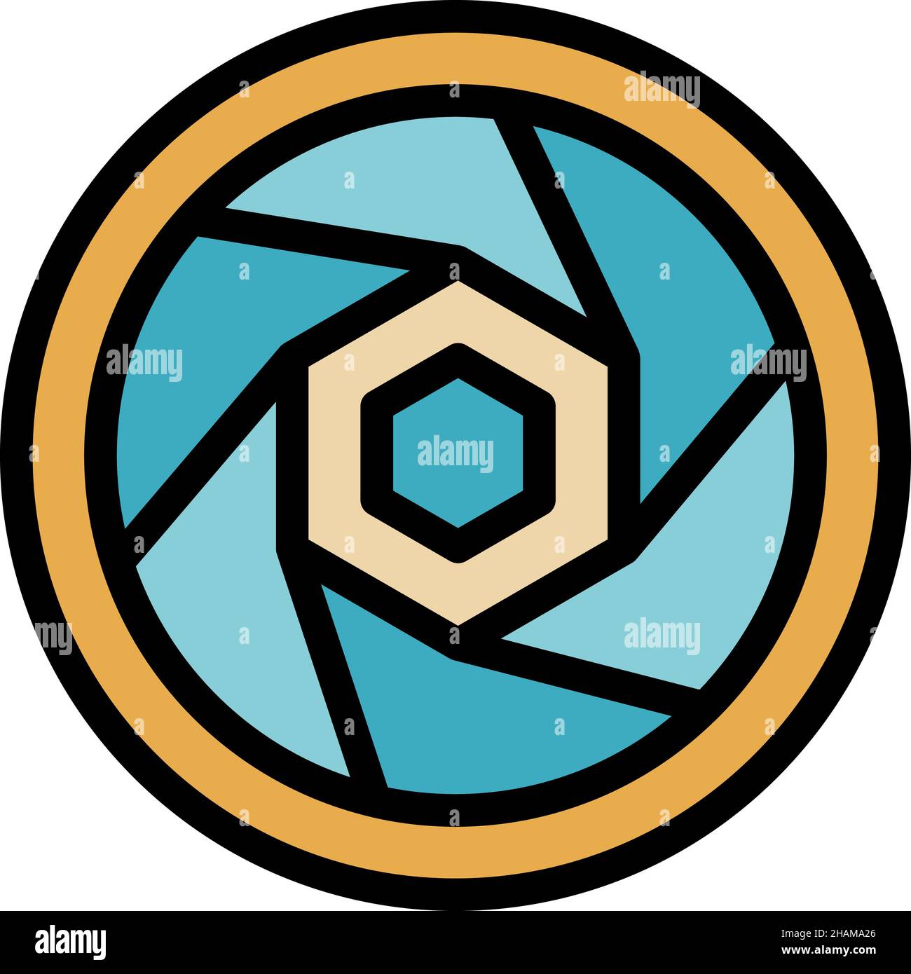 Camera objective icon. Outline camera objective vector icon color flat ...
