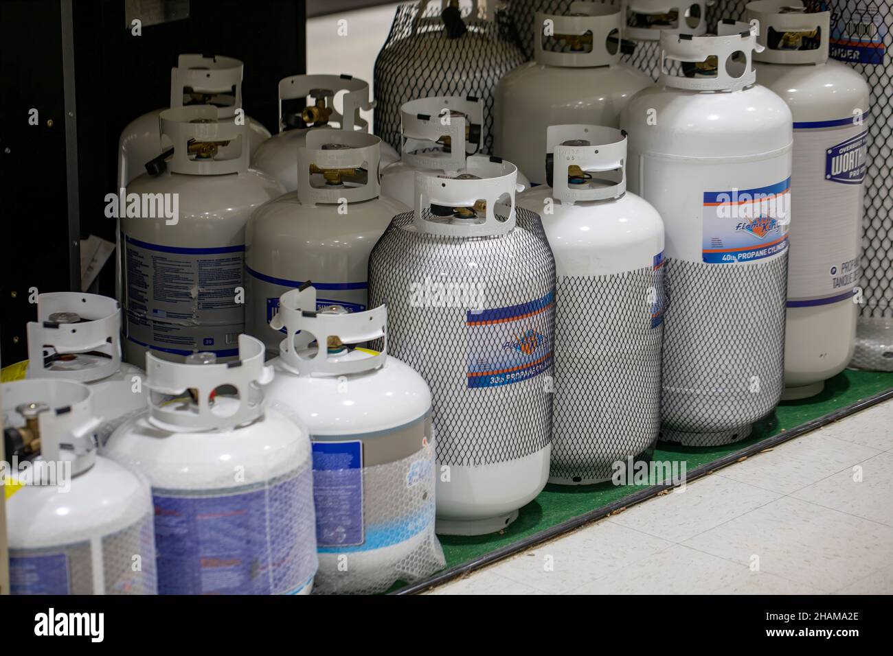 Manitowoc WI USA December 12 2021 propane cylinders of various sizes