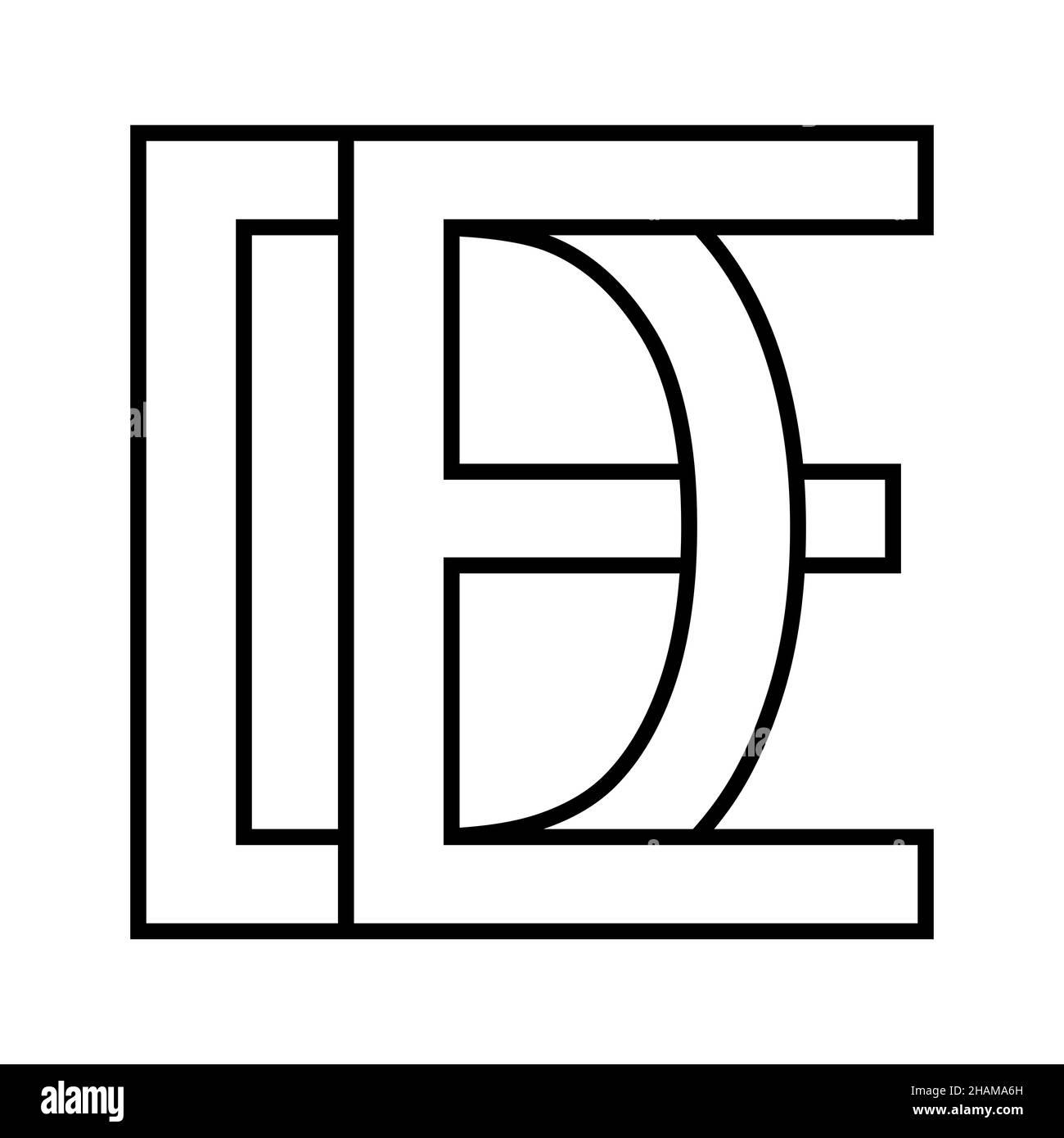 Logo sign de ed icon sign interlaced, letters d e Stock Vector