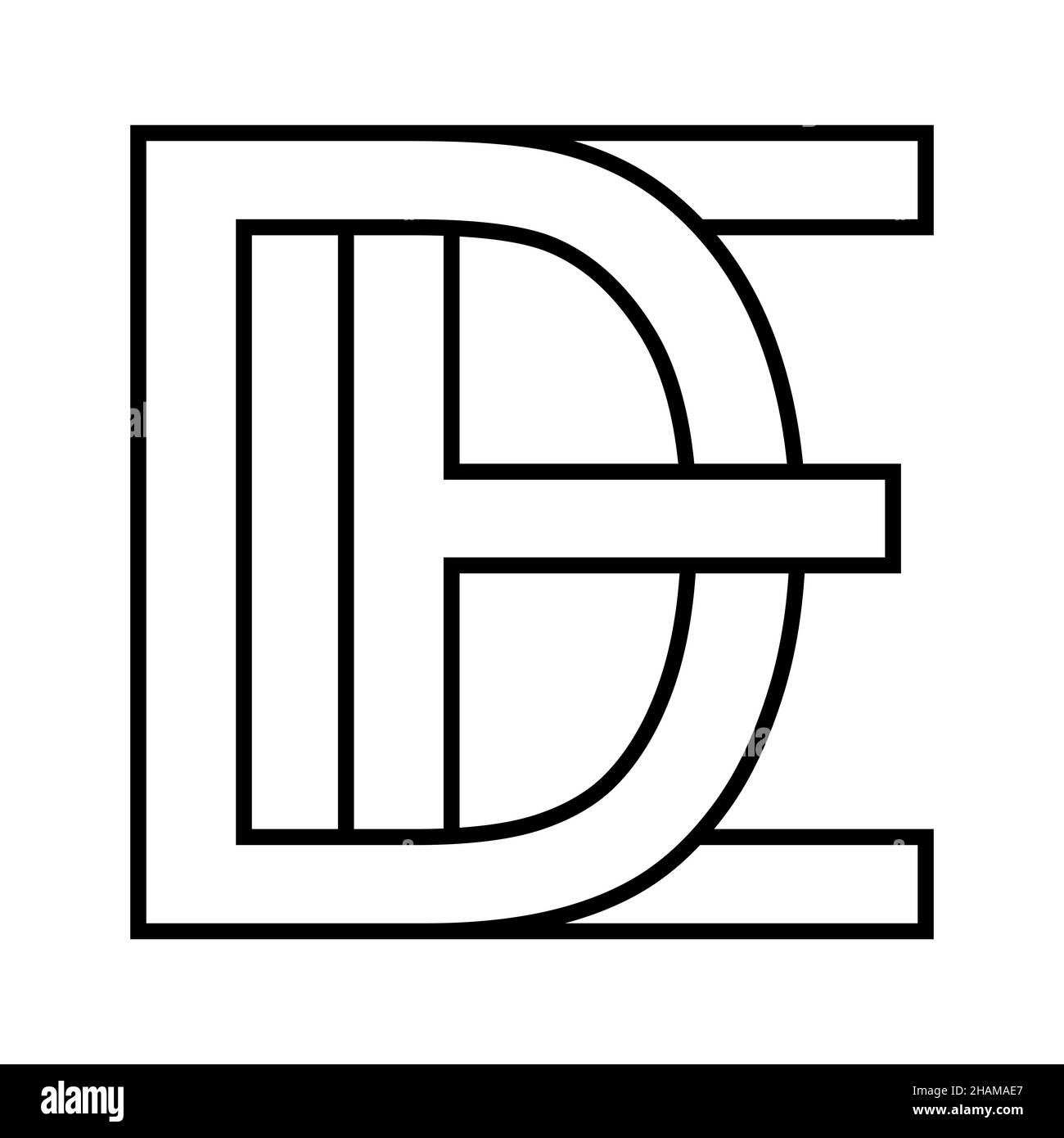 Logo sign de ed icon, sign interlaced, letters d e Stock Vector