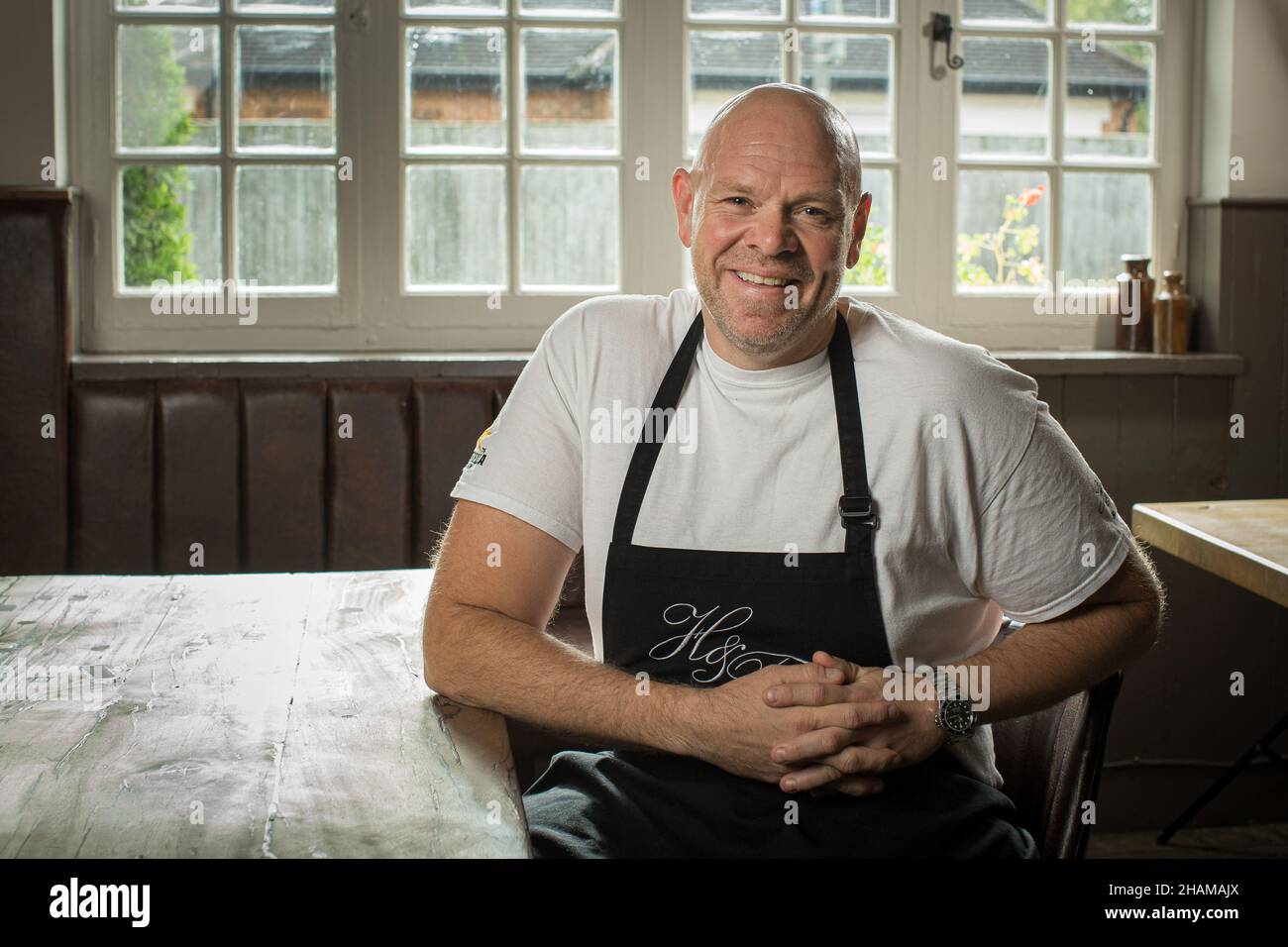 Tom Kerridge, The Hand & Flowers, Marlow, Buckinghamshire, UK.Celebrity Chef Tom Kerridge at his Marlow Restaurant the Hand and Flowers. Stock Photo