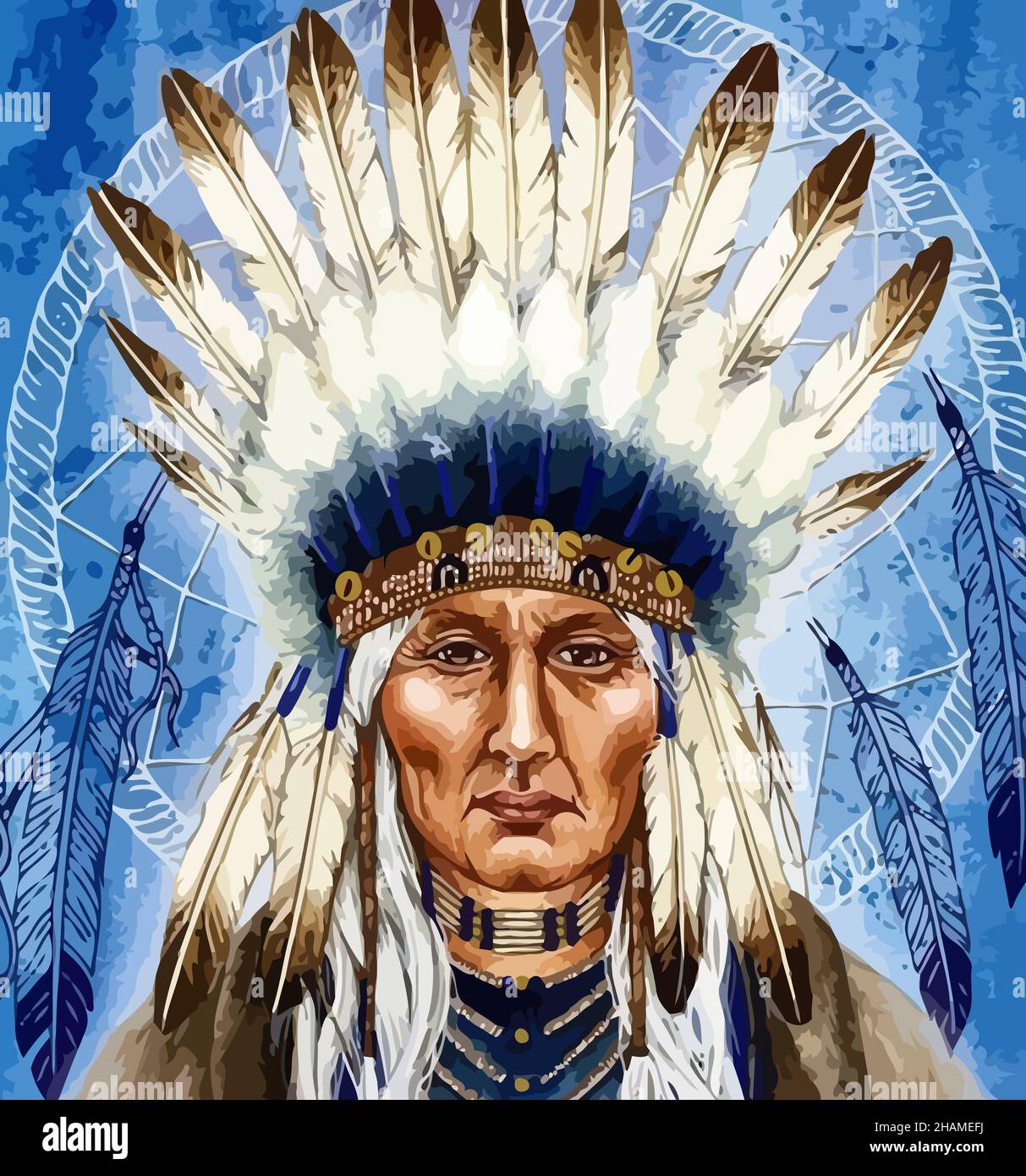 white eagle ancestor spirit illustration Stock Photo