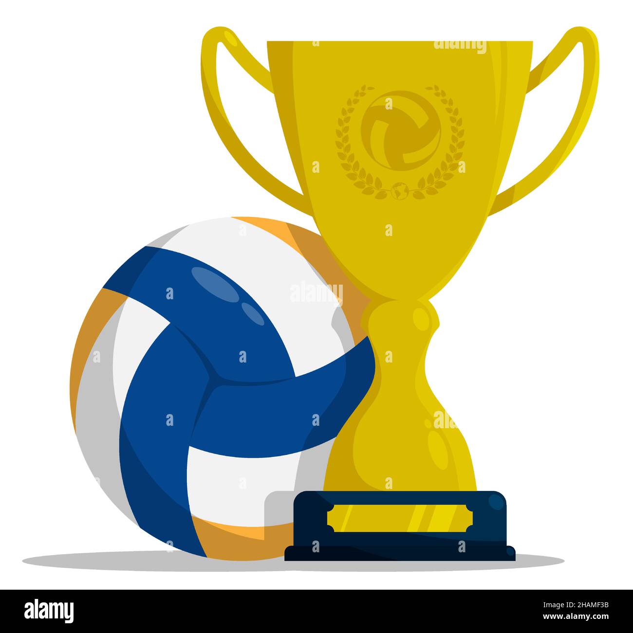 Prize sports cup with ball for participation in volleyball competitions