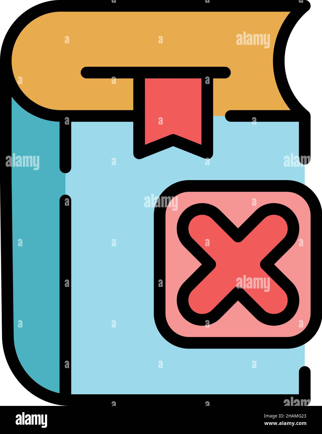 Delete digital book icon. Outline delete digital book vector icon color ...