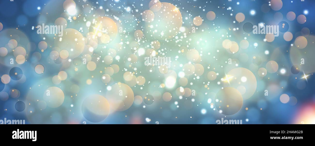 Artistic Glittering Bokeh Sparkles Celebration Blue with Slate Gray Colors Illustrative Banner Background Wallpaper Concept Of Christmas For Ads Stock Photo