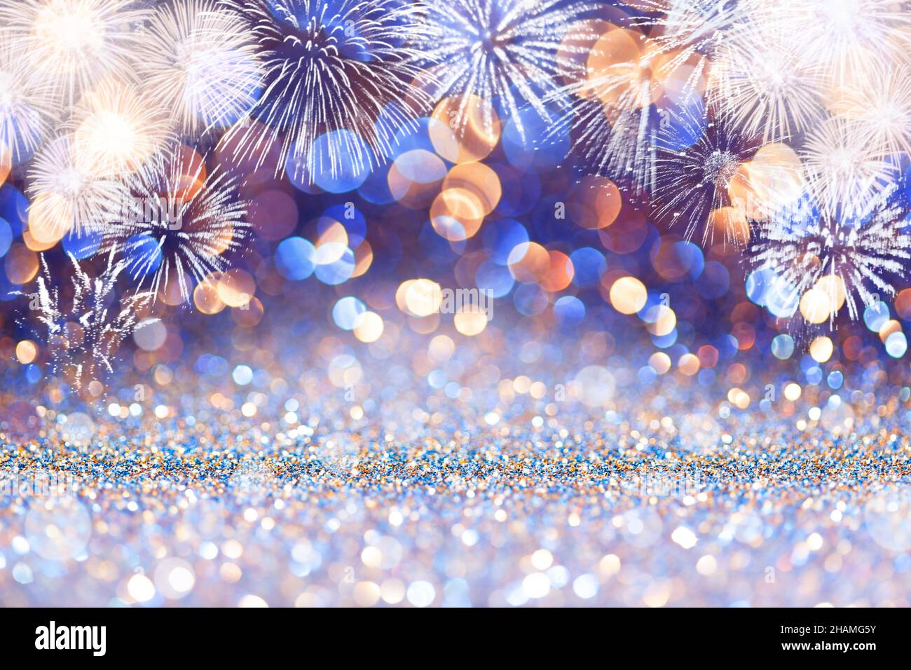 white fireworks on colorful blurred background, concept Stock Photo