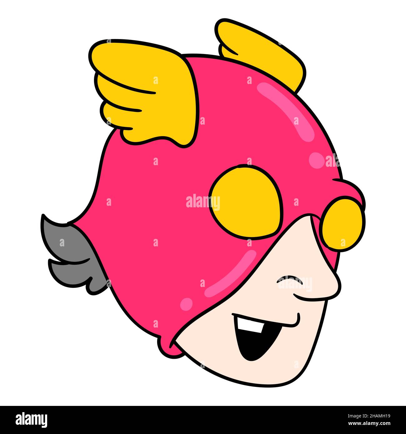 cool masked human head, vector illustration carton emoticon. doodle ...