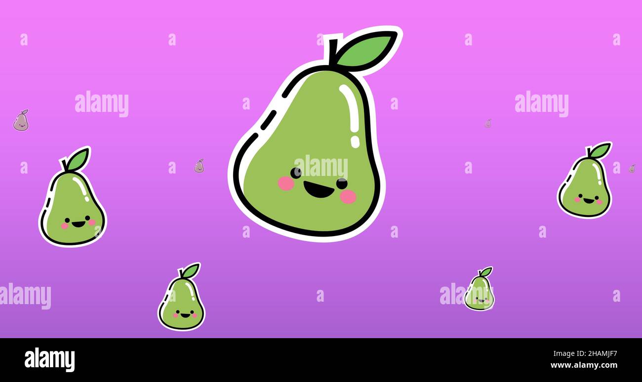 Vector image of smiley face on pears against pink background with copy space Stock Photo